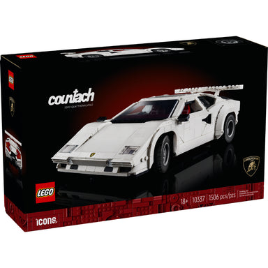 Set LEGO® Icons Lamborghini Countach 5000 Quattrovalvole 10337 con motor V12, puertas de tijera y detalles realistas del legendario superdeportivo italiano.