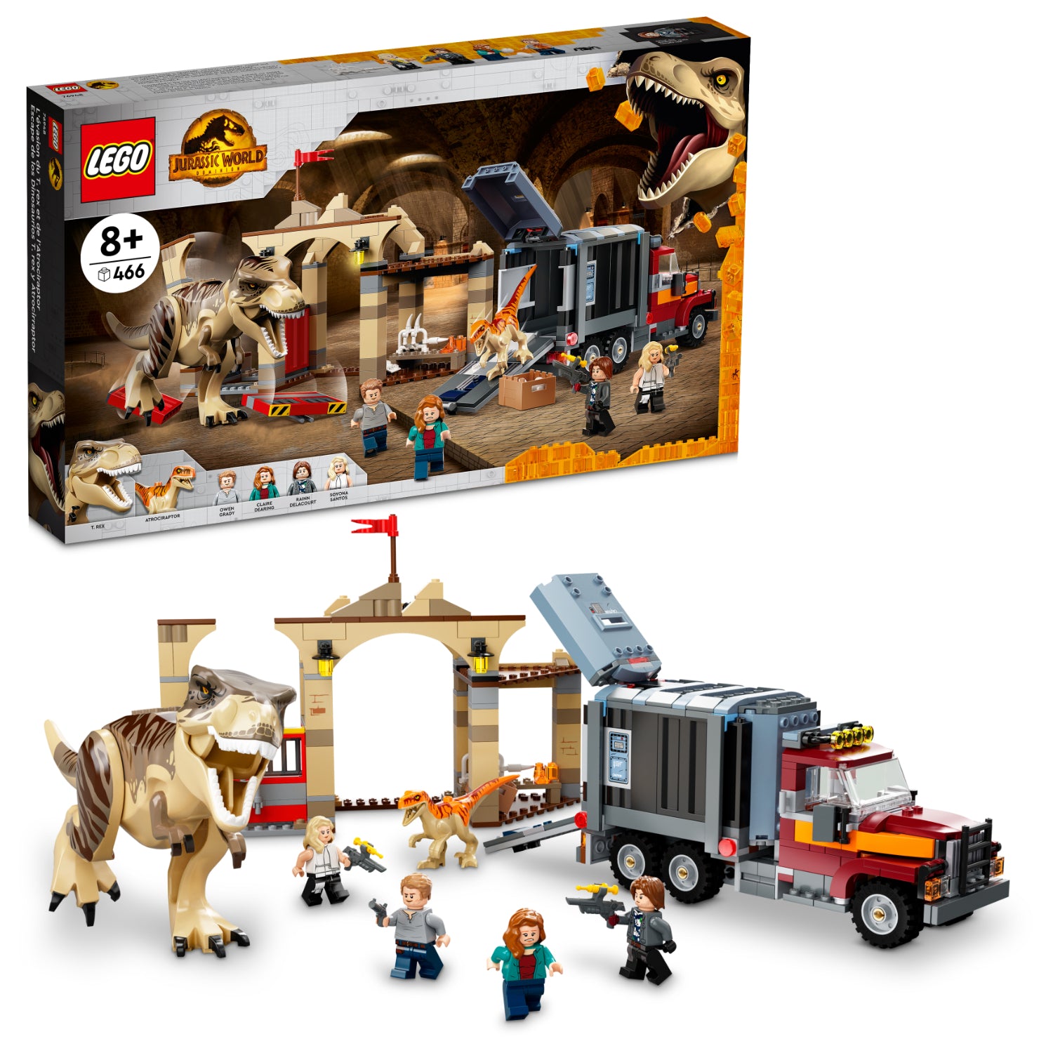 LEGO® Fuga de dinosaurios T. rex y Atrociraptor (76948)