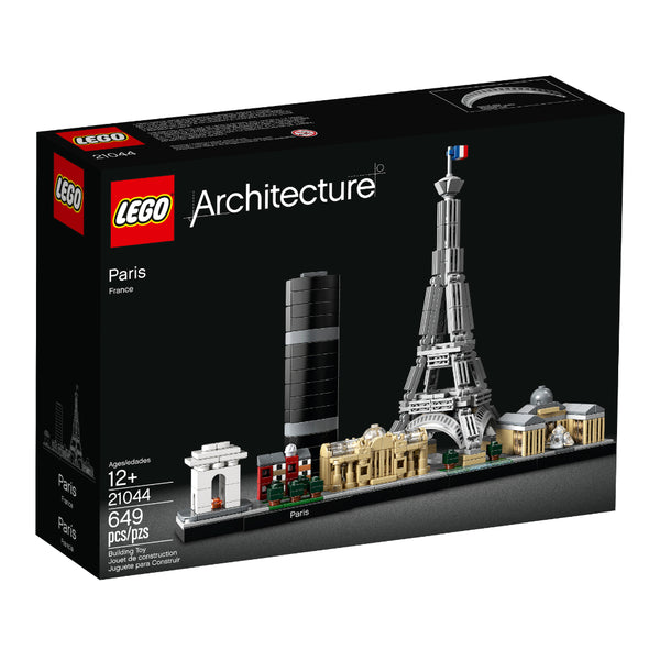 Set LEGO Architecture Paris Skyline con la Torre Eiffel, el Louvre, el Arco del Triunfo y otros monumentos de París.