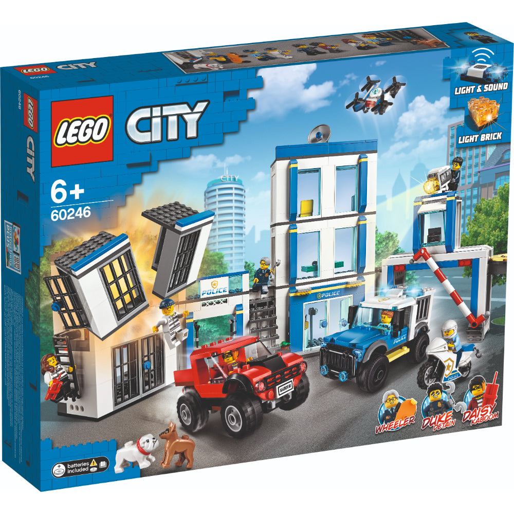 LEGO City Comisaría de Policía 60246 con vehículos, dron, minifiguras y estación policial interactiva
