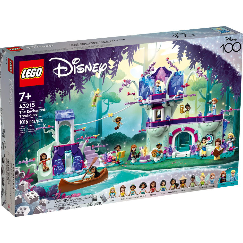 LEGO Disney Casa del Árbol Encantada 43215 con personajes de princesas y casa de dos niveles