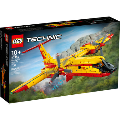LEGO Technic Avión de Bomberos 42152 modelo anfibio con hélices giratorias y función de descarga de agua