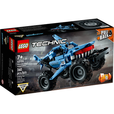 Vive la emoción de Monster Jam™ con LEGO® Technic™ Megalodon™ (42134). Construye el camión monstruo con detalles realistas como dientes de tiburón, aletas móviles y acción de tracción, luego transforma el modelo en el Lusca Low Racer 2 en 1. Incluye calcomanías para personalizar tu vehículo y horas de diversión creativa, ideal para niños a partir de 7 años y futuros ingenieros.